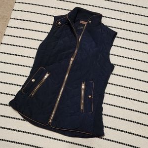 Zara Quilted Vest Navy XS